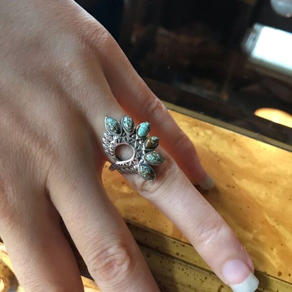 Royston Blue Horizon Turquoise Sterling Silver Native American Style Ring Size 6 - Picture 2 of 10